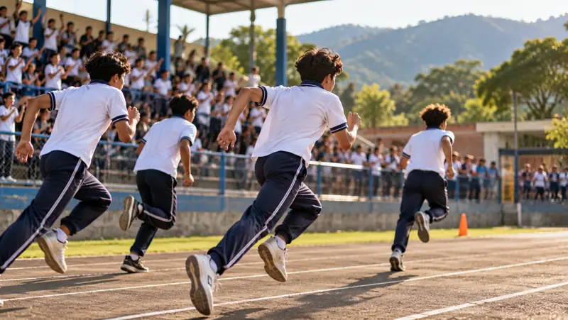 Estudiantes compiten en una carrera de atletismo